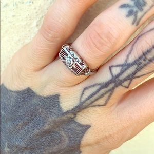 100 year old vintage white gold engagement ring
